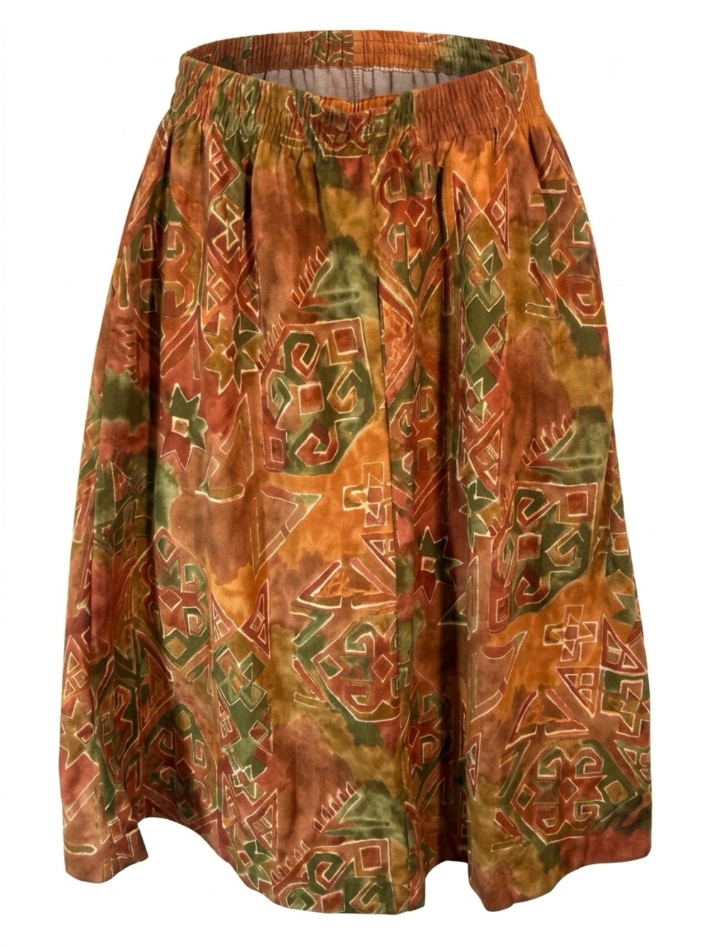 Islander Rust, Olive & Mustard Printed Circle Skirt